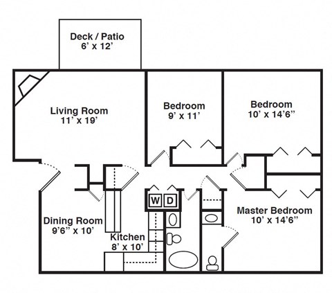 Floor Plan for 3 Bedroom 1.5 bath Large